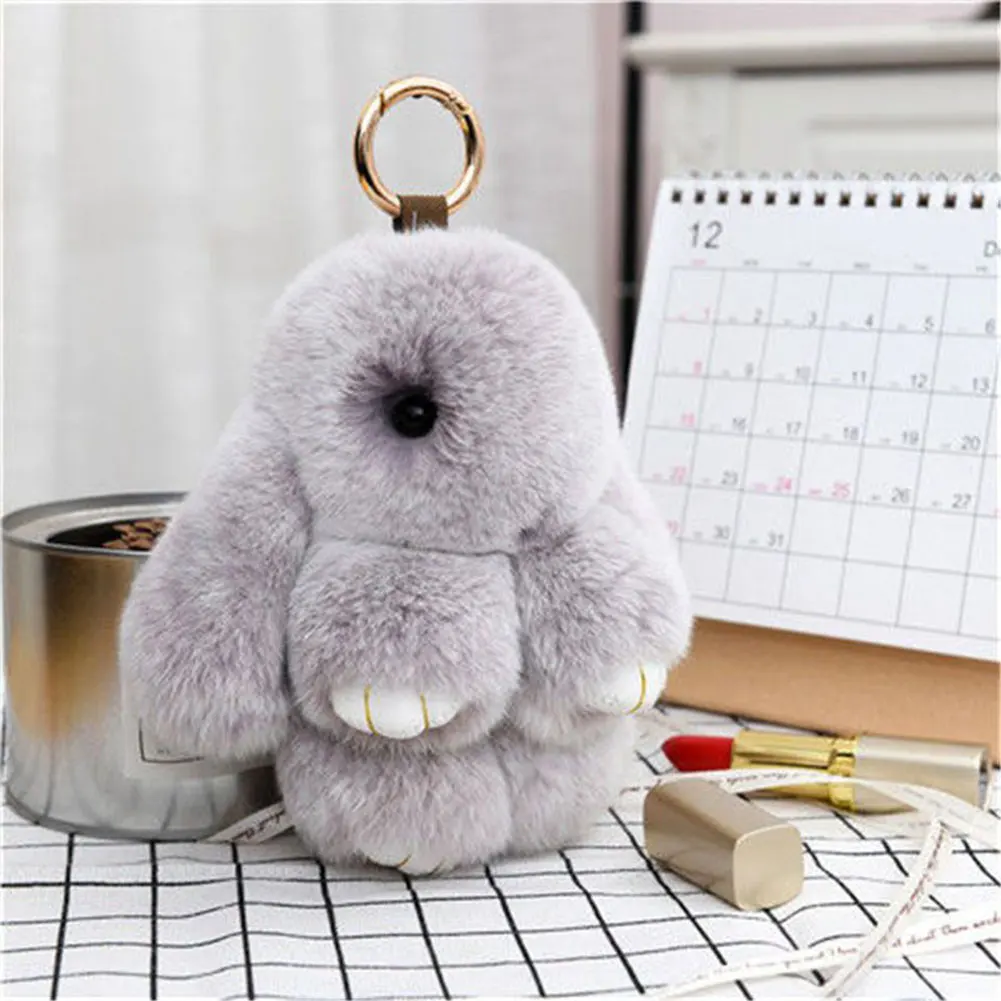 Kawaii Stuffed Animal Keychain Tin Car Key Chain Lovely Bunny Lulu Keyring Pendant with Gift Box & Greeting Card for Bags Keys