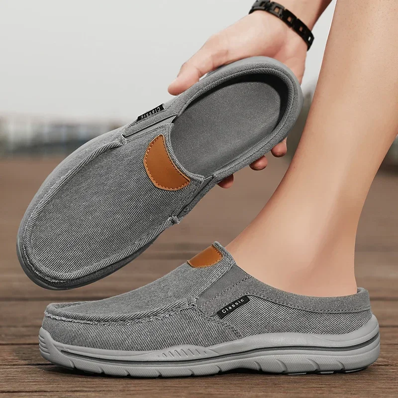 Summer Lightweight Man Casual Shoes Men Half Slippers Breathable Comfortable Walking Sneakers Non-slip Flats Lazy Shoes