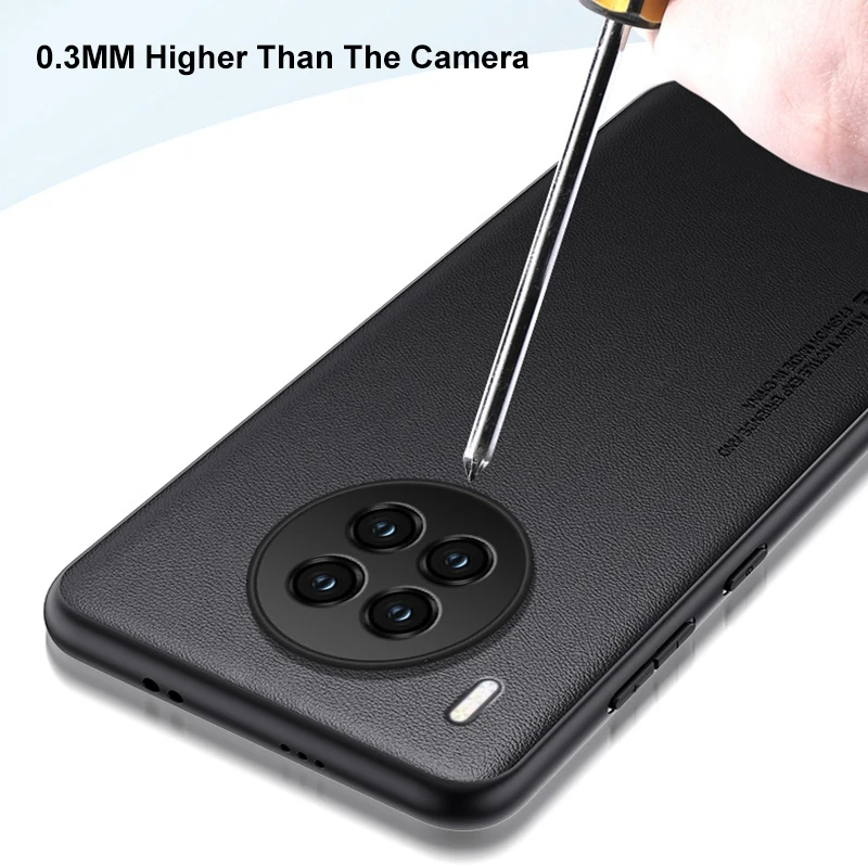 Deluxe PU Leather Matte Silicone Phone Case with Full Camera Protection
