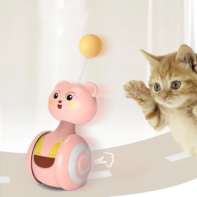 New Cat Tumbler Swing Toys Interactive Feather Pet Bumbler Funny Toy Cat Rolling Teaser Balance Feather Wand Toys Rotating Ball