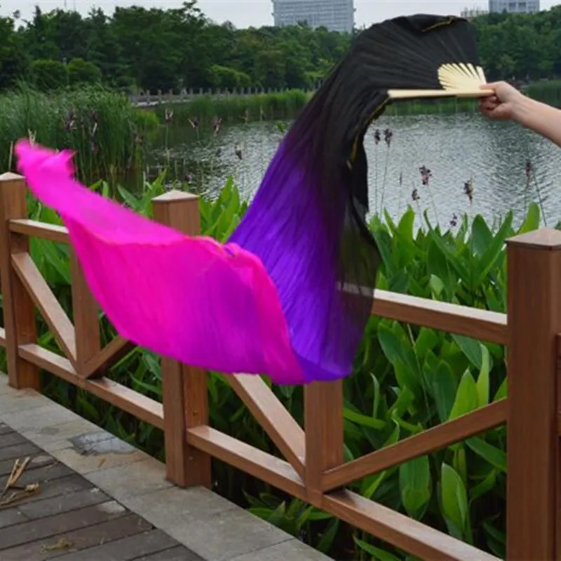 thumbnail image 2 of 4 Pairs Belly Dance Fan Veils - 70 Inch Artificial Silk Fans For Dance Performances 2 of 13