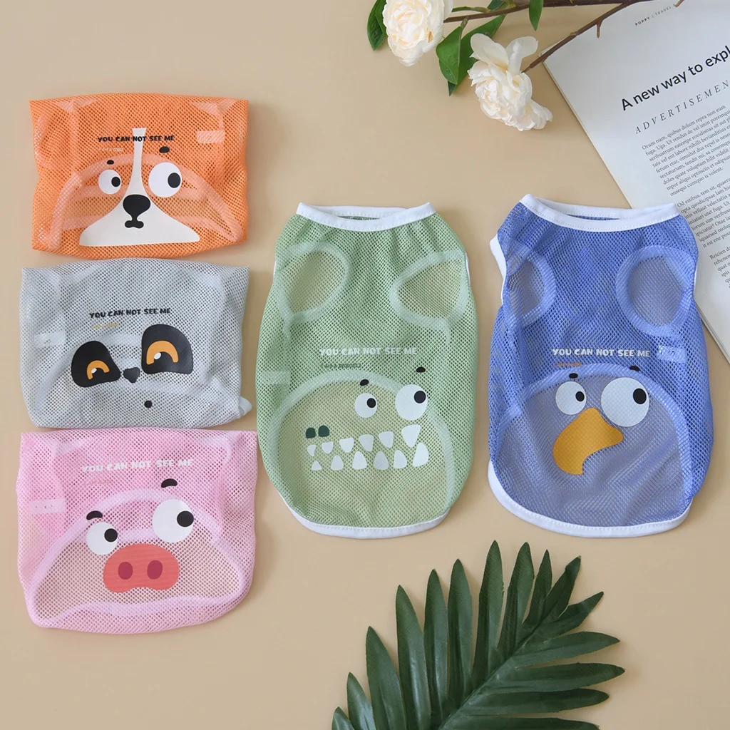 dog clothes Dog Clothes Spring/Summer Cool Mesh Tank Top Compared to Bear Golden Hair Keji Thin Breathable Cartoon Print Tank Top XS-6XL