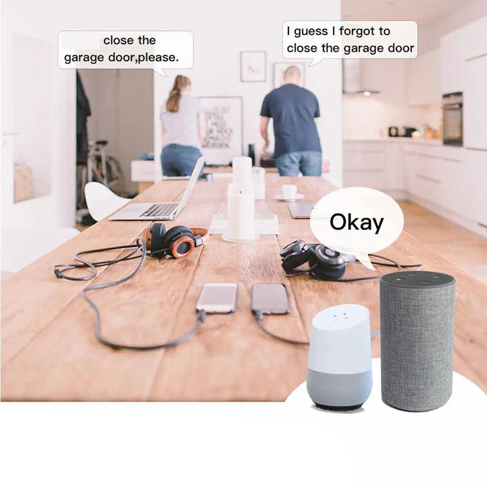 WiFi Switch Smart Garage Door Opener Controller Work with Google Home SmartLife/Tuya APP Control No Hub Require,EU Plug