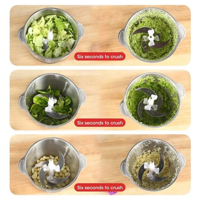 3-Speed Electric Meat Grinder, Stainless Steel Food Chopper for Household Kitchen Vegetable Nut Blender with Durable Blades