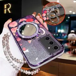 Elegant Pink Rose Phone Case Set with Lanyard and Stand (3 - Piece Collection) - Galaxy S20 FE 5G (PURPLE)