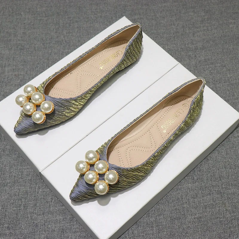 حذاء بكعب مسطح أسود مدبب بنعل ناعم للنساء ، تصميم...