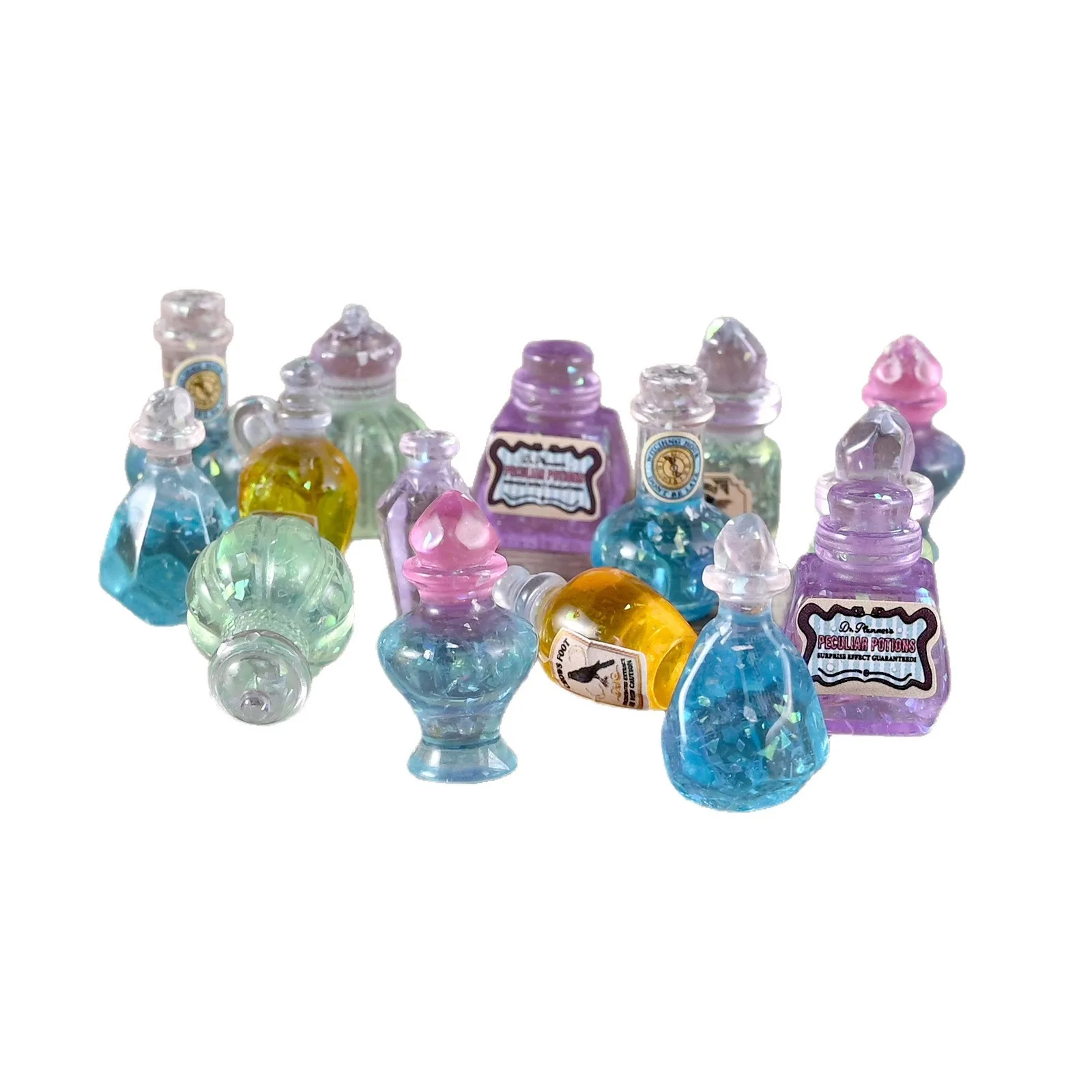 Dollhouse 1:12 Miniature Resin Cute Granules Retro Magic Potion Bottle Small Ornament 10pcs