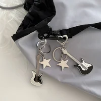 Guitar Love Heart Key Chain for Men Women Star Sweet Keychain Cool Trendy Fashion Pendant Rock Punk Vintage Accessories Gift 4