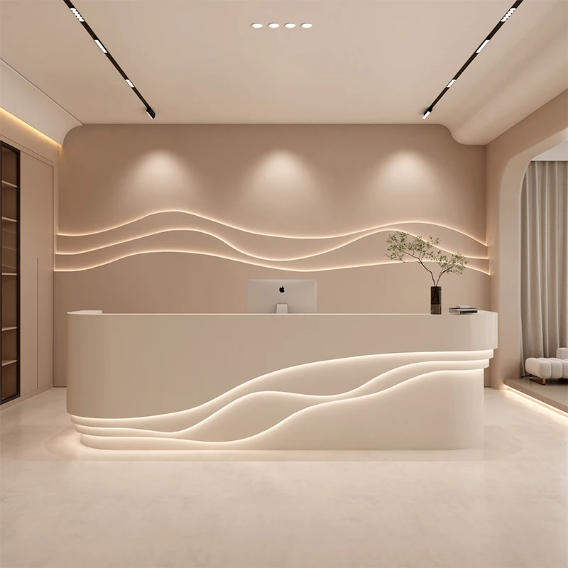 

Siting Bar Reception Desk Rostrum Gaming Modern Service Desk Vanity Computer Coffee Scrivania Bianca Legno Luxury Furniture