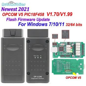 New 2021 200603a OPCOM V5 PIC18F458 OP COM 1.70 Support Flash Firmware Update OP-COM CAN BUS OBD2 Car Diagnostic Tool For Opel 1