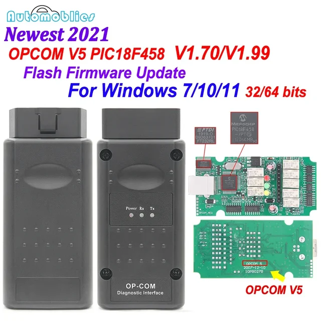 New 2021 200603a OPCOM V5 PIC18F458 OP COM 1.70 Support Flash Firmware Update OP-COM CAN BUS OBD2 Car Diagnostic Tool For Opel 1