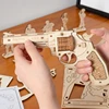DIY Revolver,Scatter with Rubber Band Bullet Wooden Model Building Block Kit Assembly Toy Gift for Children Adult 3
