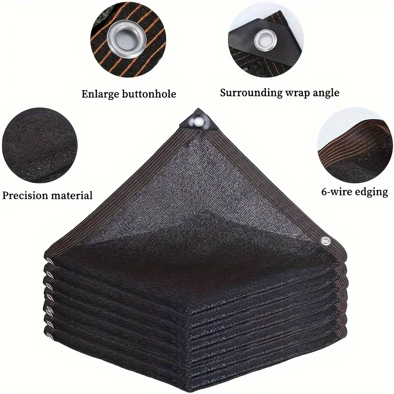 2&times;2m 2&times;3m 2&times;5m Extra-Large Black Sunshade Net with Grommets HDPE Mesh Fabric for Greenhouses Patios Plants Gazebos Porches