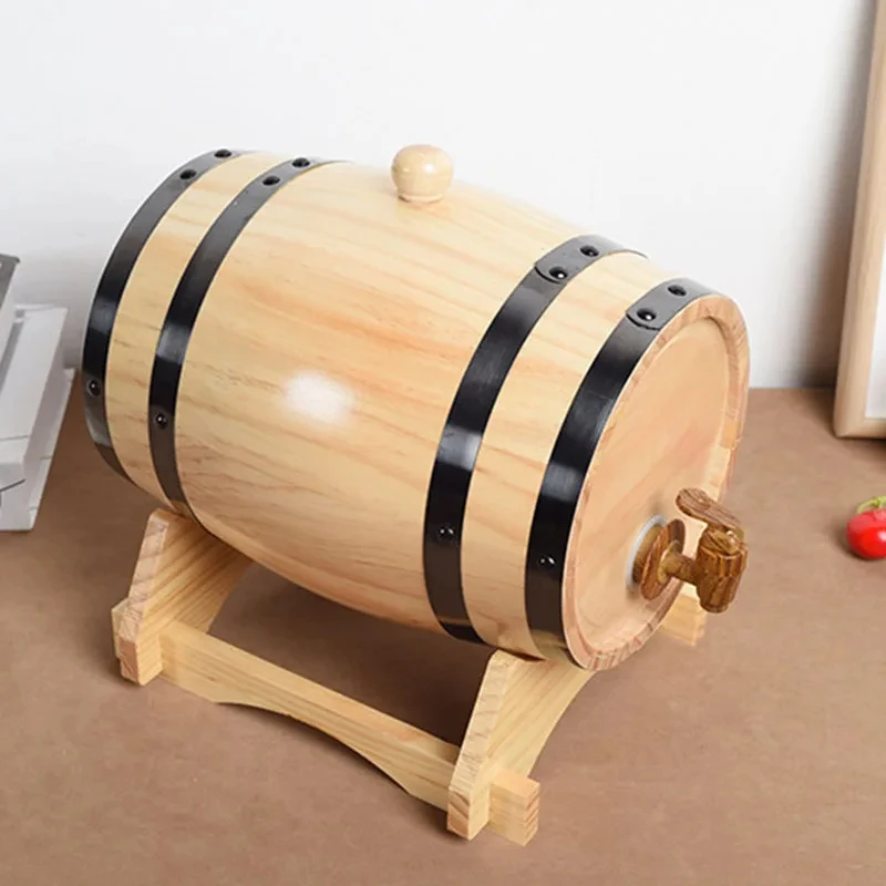 1L/1.5L/3L Wood Wine Barrel Vintage Oak Beer Brewing Accessories Whiskey Storage Container Home Decoration Wine Bar Tools wine barrel