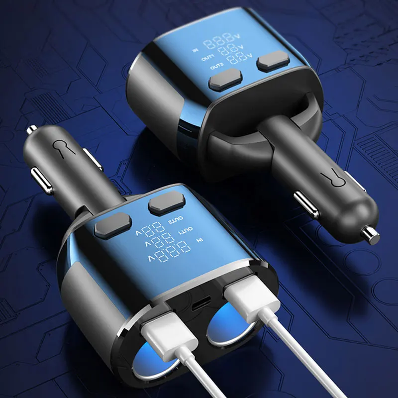 차량용 듀얼 USB 어댑터, 65W PD 고속 충전기, 자동차 담배 라이터 소켓..