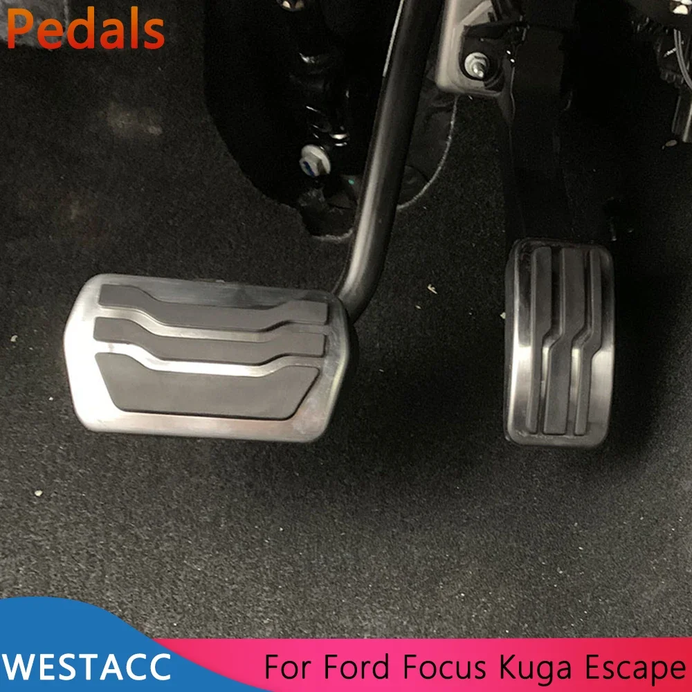 WRDD Pedali Auto In Acciaio Inox Per Ford Focus 2/3/4 MK2-MK4 RS ST 2005-2017 | Kit Copripedaliera Con Poggiapiede
