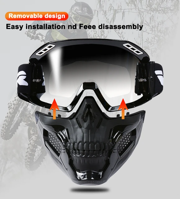 Occhiali da moto Maschera staccabile Occhiali da moto staccabili Maschera da  casco per sport da sci Motociclismo : : Auto e Moto