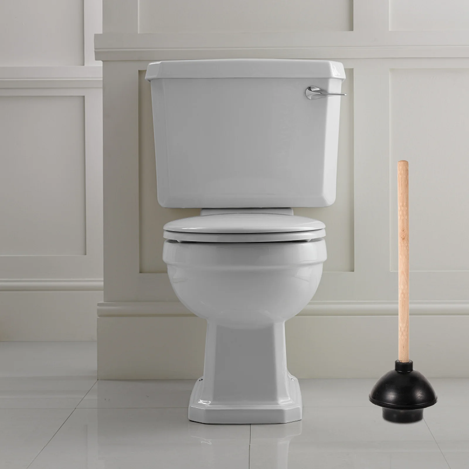 

Toilet Plunger Clogged Heavy Duty Force Cup Rubber Toilet Plunger Wooden Handle Bathroom Unclog Sink Flange Toilet Plungers