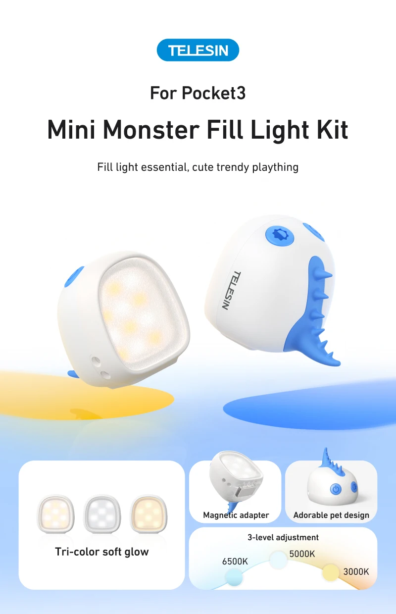 Magnetic Fill Light Mini Waterproof Quick Release Selfie Light For Pocket 3 Min