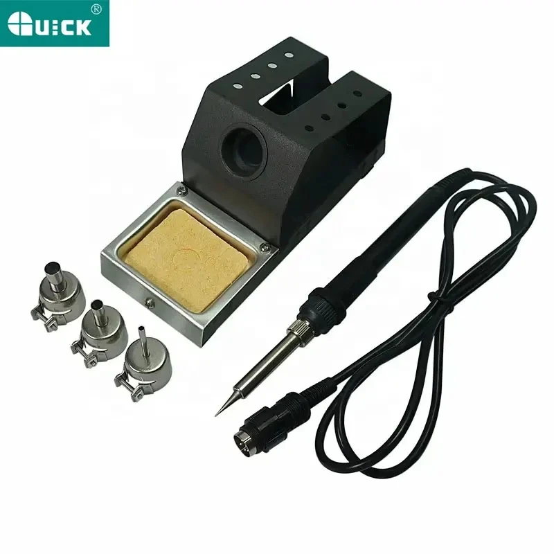 QUICK 706W+ 2 in 1 Digital Display Hot Air Gun + Soldering Iron Anti-static Temperature Lead-free Rework Station With 3 Nozzles