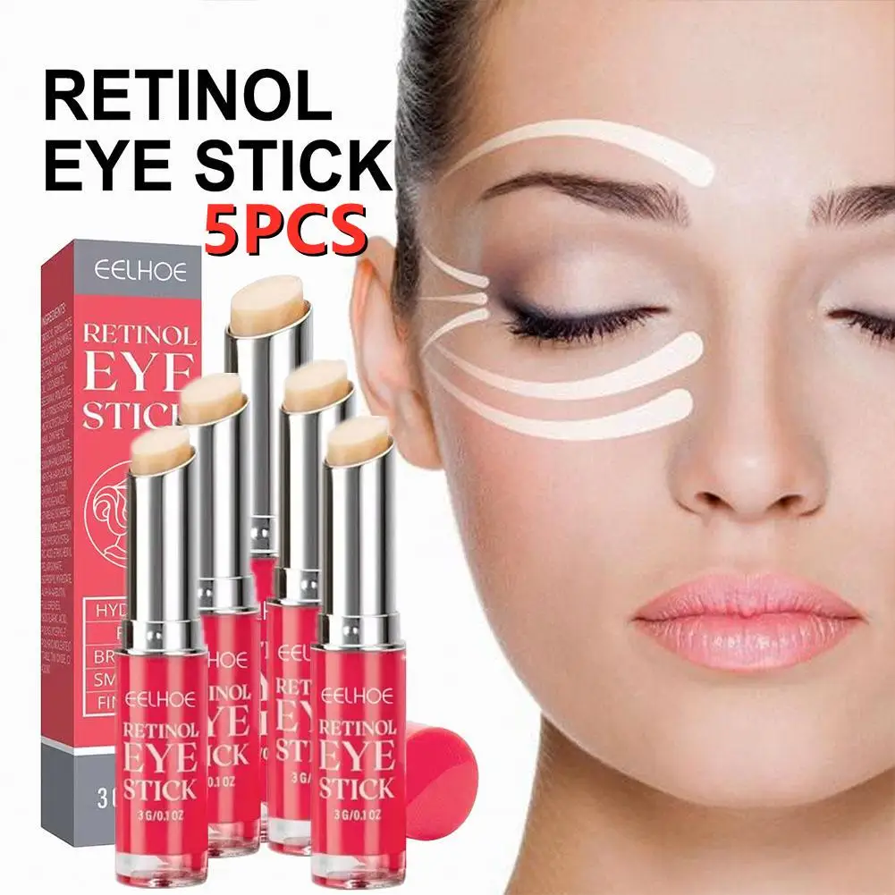 5PCS Retinol Eye Cream Stick Anti-aging Anti Wrinkle Firming Moisturizing Puffiness Black And Circles Deep Lightening