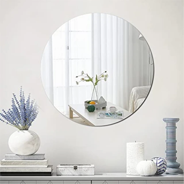 Circle Bathroom Glass look Acrylic Mirror - Lightweight Shaving Mirror - Stick  on Mirror - AliExpress