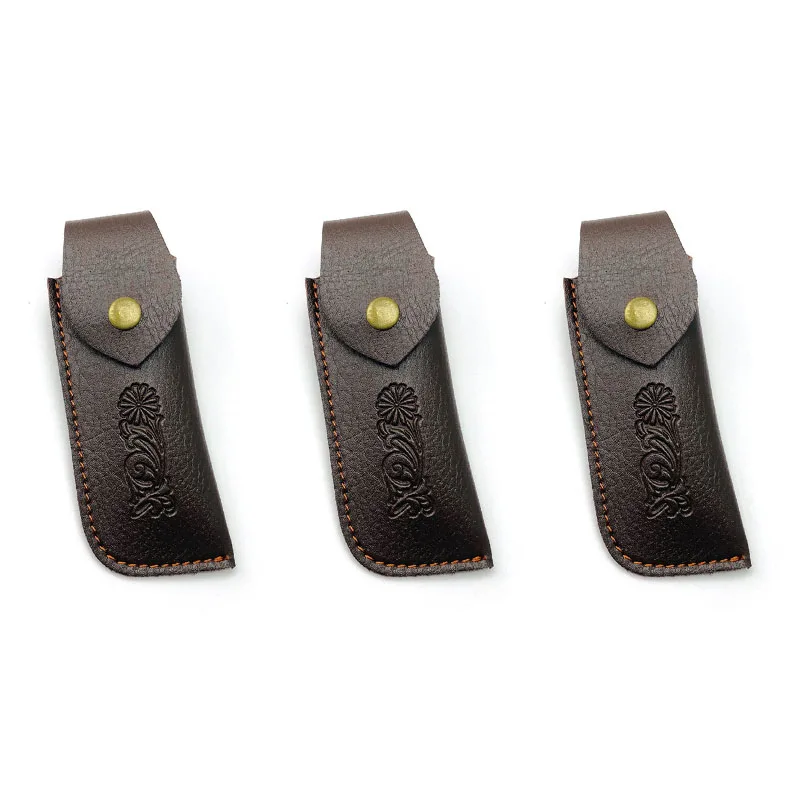 

3pcs/lot PU Imitation Leather Folding Knife Scabbard Sheath Pants Folwer Plant Patterned Straight Knife Swiss Army Storage Bag