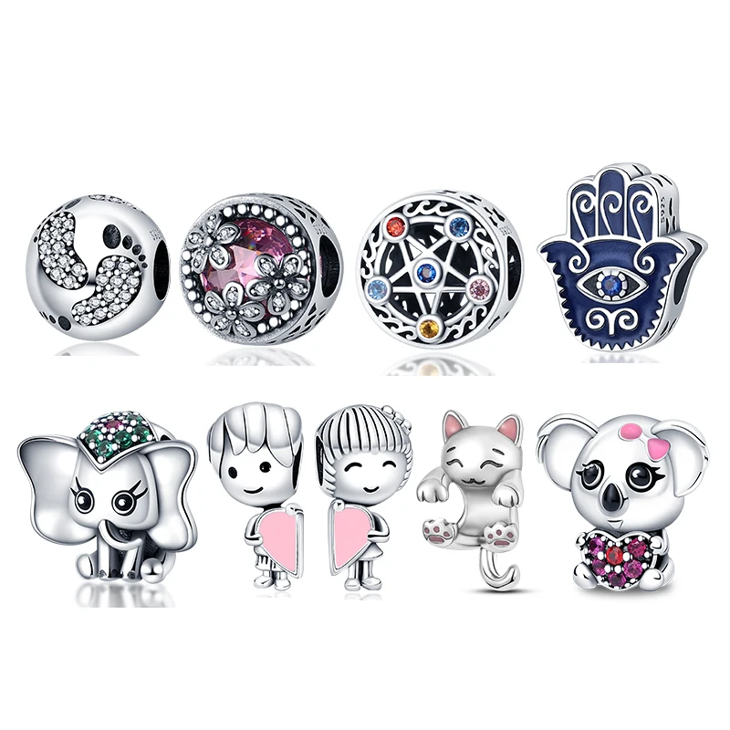 Hot Sale 100% Real 925 Sterling Silver Boy Girl Coffee beads Charms Fit Original Bracelet&Bangle Making Fashion DIY Jewelry bisaer cute robot dog charms real 925 sterling silver animal doggy beads fit original bracelets pendanr jewelry making hsc1468