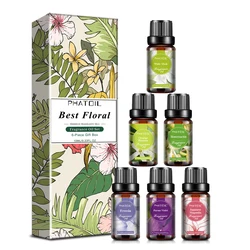 PHATOIL 10ml Luxury Scented Oil Collection - Coconut, Vanilla, Coffee, Black Opium, Angel, La Vie Est Belle, Bubble Gum Aromas for Crafting & Aromatherapy (6PCS A)