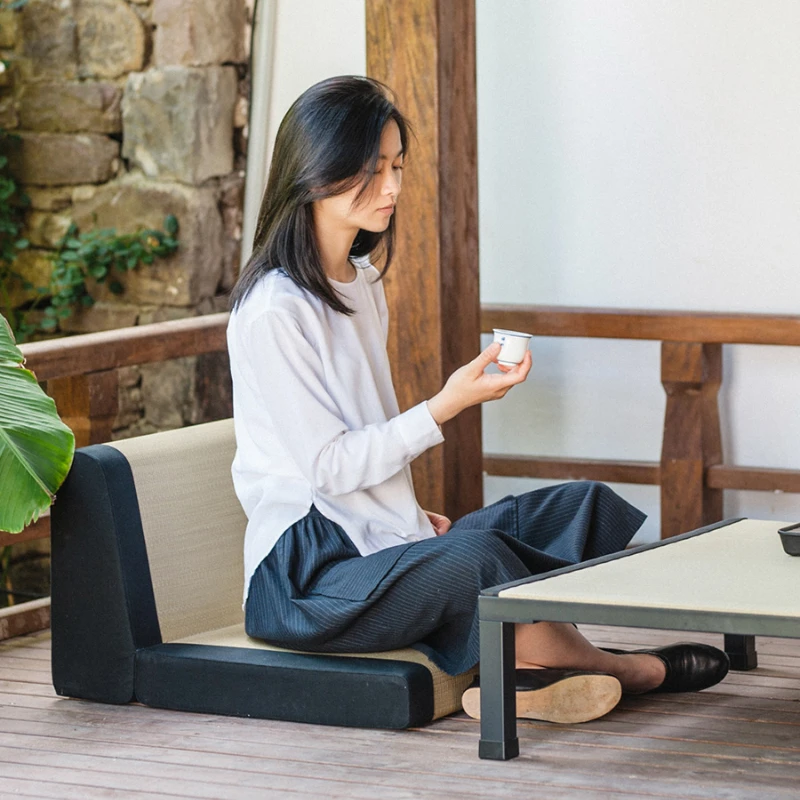 

Tujia tatami chair, no foot backrest, cushion, tea room and room chair, Japanese style chair, lazy person, foldable low chair