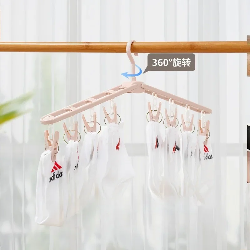 Collapsible Clothes Drying Rack Travel Shirt Socks Hangers with Clips Foldable Pants Clothes Hangers Closet Organizer 3