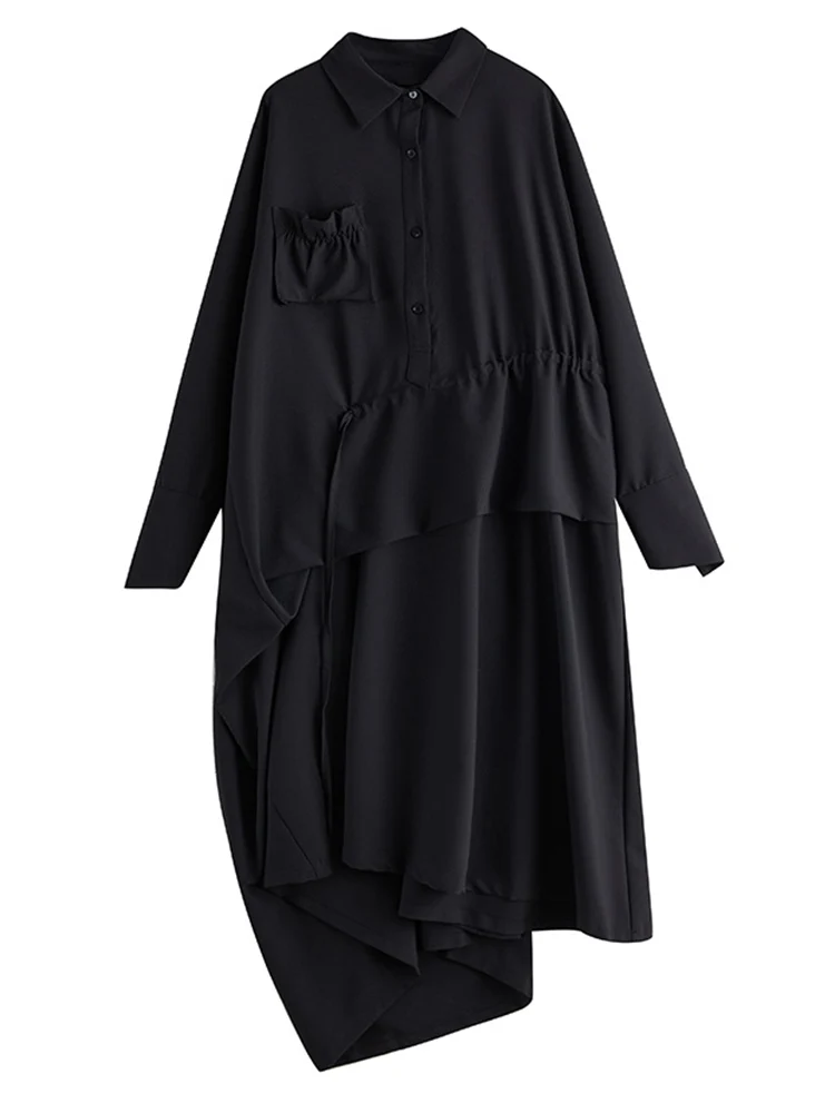 Irregular Patchwork Oversized Shirt Dresses For Women Spring Autumn New Long Sleeve Loose Casual Long Dress Elegant Clothes 2025