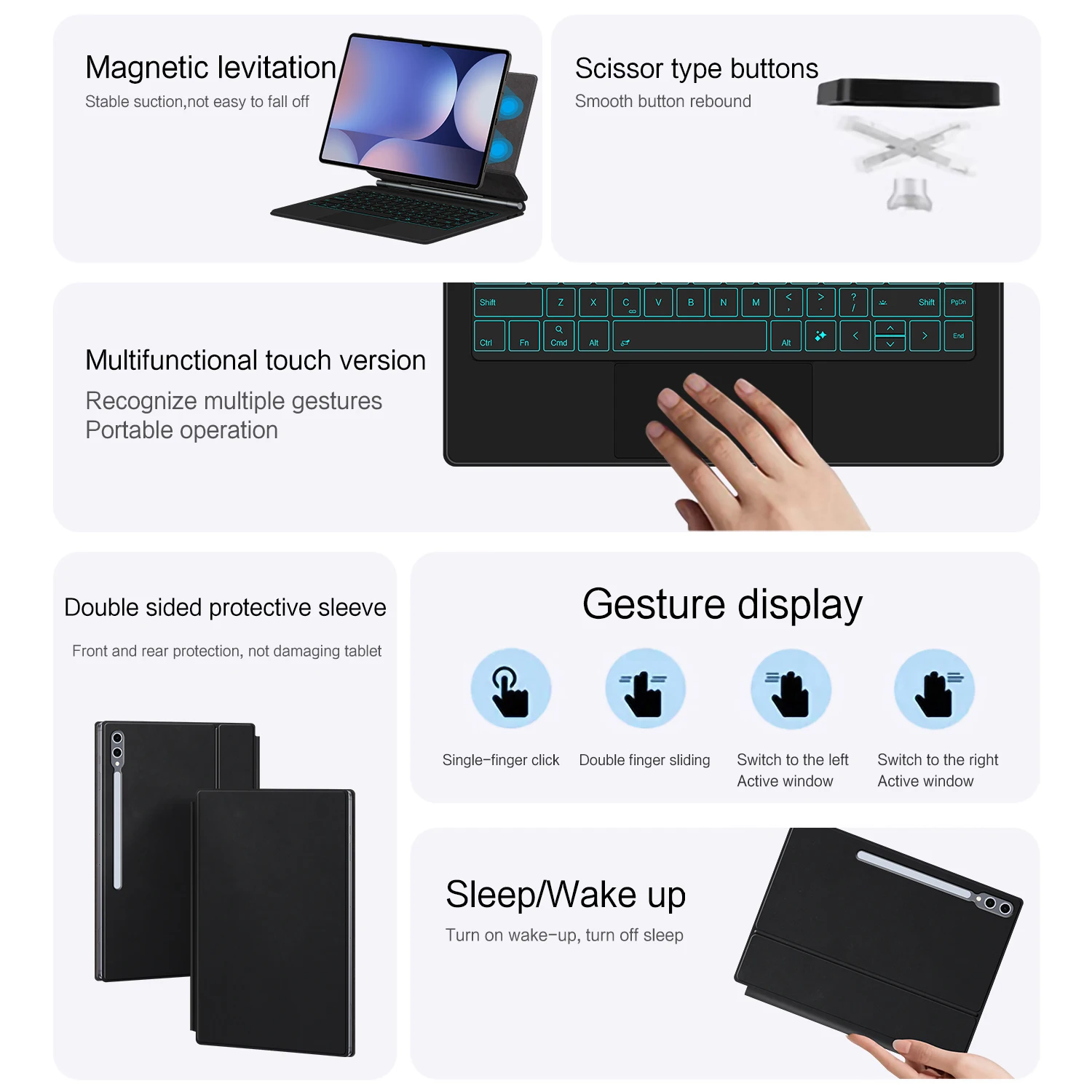 Book Cover Keyboard For Samsung Galaxy Tab S10 Ultra 14.6 inch S9 / S8 Ultra 14.6" Tablet Magic Keyboards Case AI Key Touchpad tablet keyboard tablet keyboard case