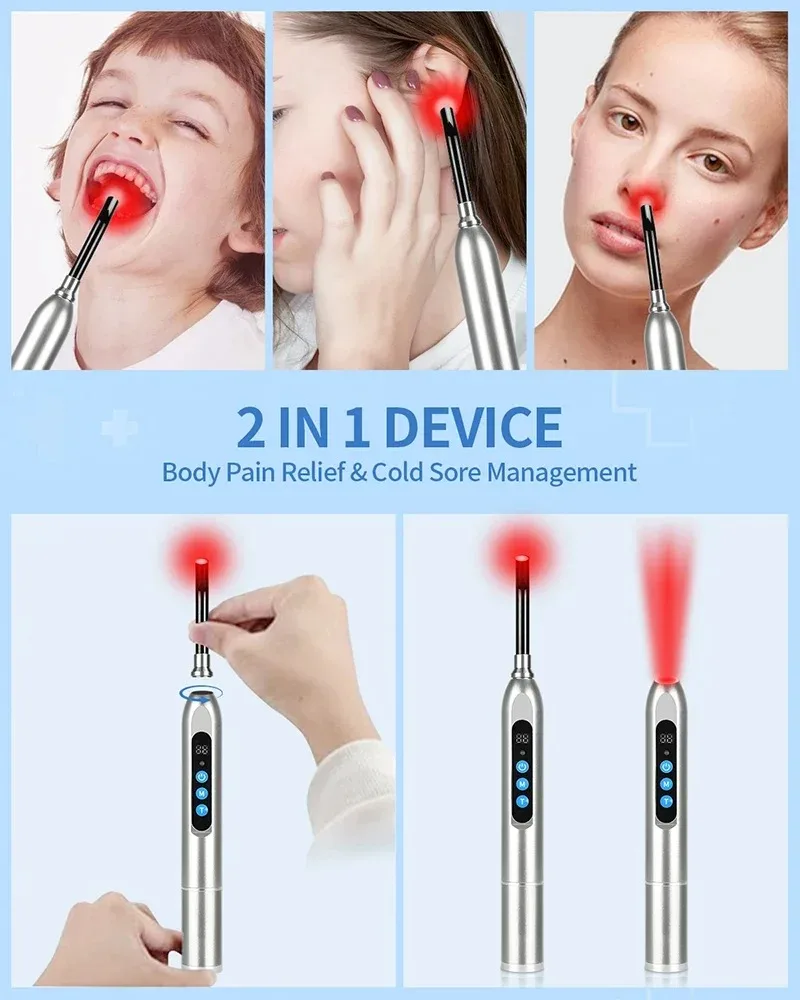Red Light Therapy Cold Sore Device For Mouth Sores Treatment 660nm 850nm NearInfrared LED Light Therapy Machine Skin Care Wand