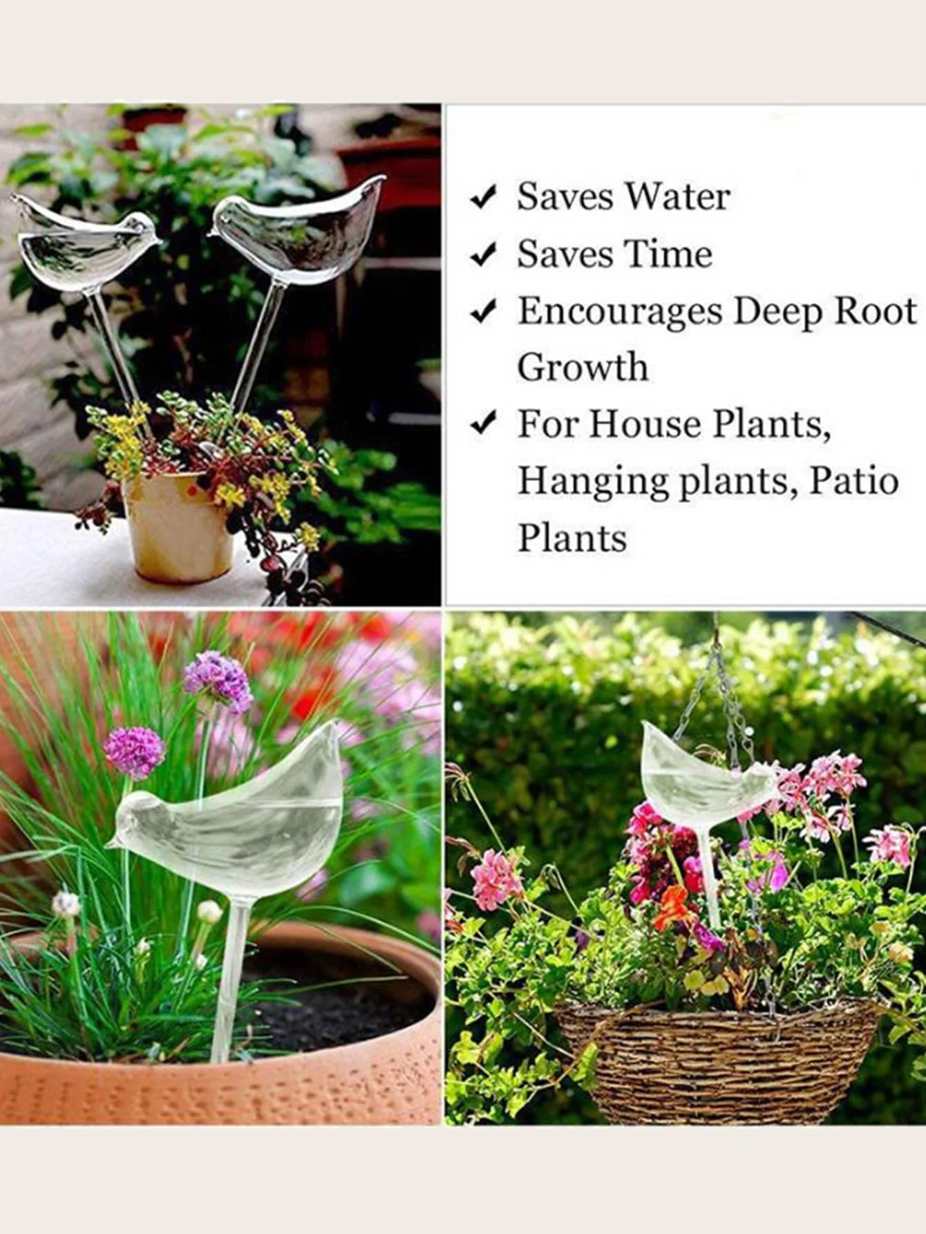Automatic drip irrigation system bird shaped transparent plastic indoor household garden flowerpot watering device (random)