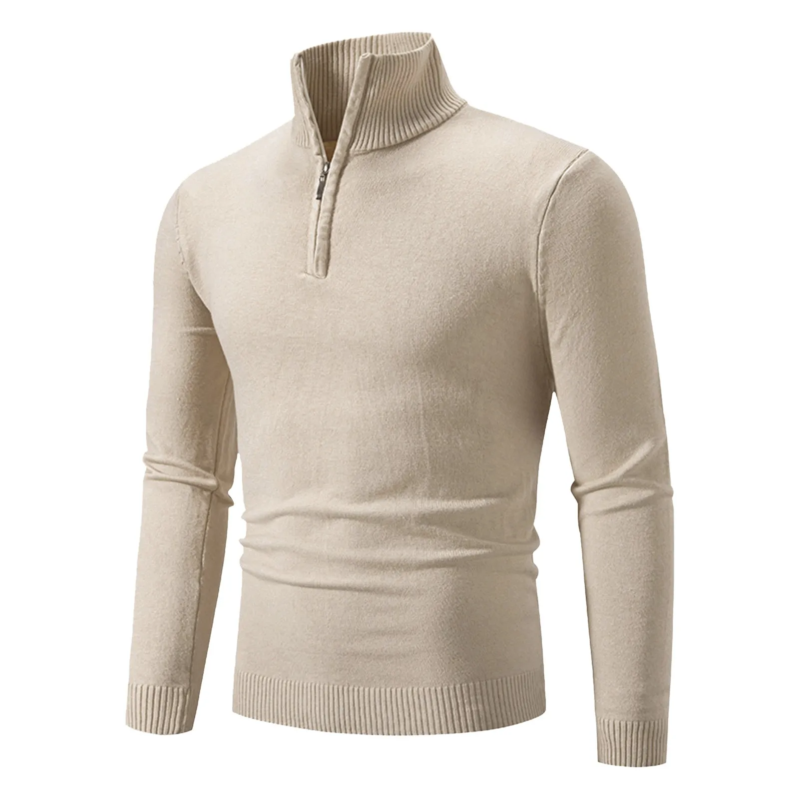 Autumn Men's Sweatwear Warm Pullover Solid Color Half Zipper Casual Sweater Slim V-neck Long Sleeve Men's Winter Sweatshirts