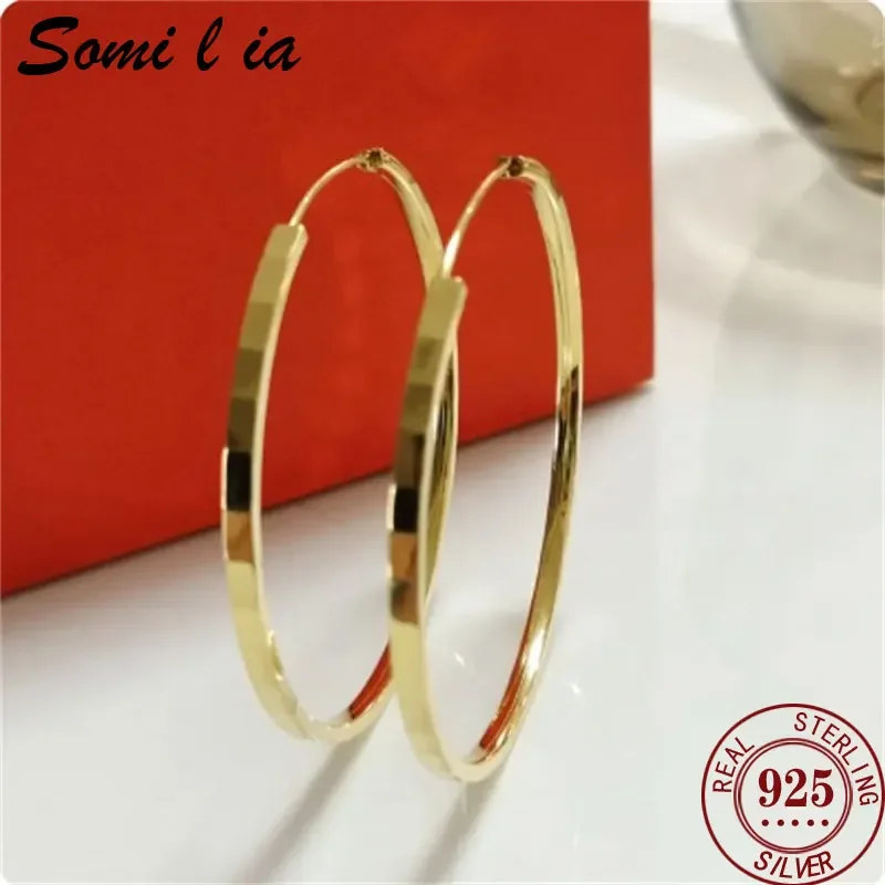 Somilia 18K Gold Plated Hoop Earrings for Women 925 Sterling Silver 2.0mm Earring Jewelry Mum's Gift