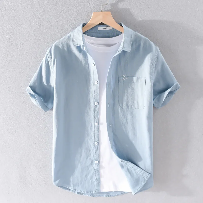 Summer Men's Casual Fashion Cotton Linen Fresh Versatile Linen Shirt