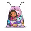 Custom Cartoon Gabbys Dollhouse Drawstring Backpack Bags Men Lightweight Gabby Mercat Gym Sports Sackpack Sacks for Training 1