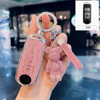 Diamond Style TPU for Mazda 2 3 6 Demio Atenza Axela CX-5 CX5 CX-3 CX7 CX-9 3 4 CX30 2 3 4 Button Key Cover Keychain Accessories 1