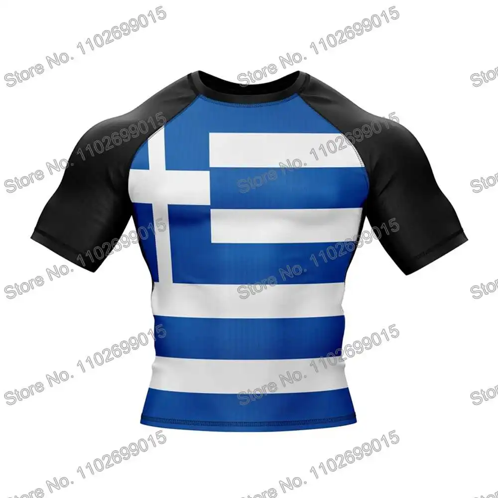 Greece Surf Clothing BJJ MMA Men Rash Guard Short Sleeve Diving T-Shirt Tight Swimwear Summer Beach Floatsuit Women GYM Tops