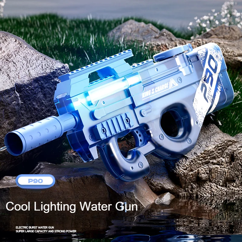 2024 New Cool Light  P90 AUG Ultra Large Capacity Electric Continuous Firing Water Gun for Children's Summer Toy Water Gun 2