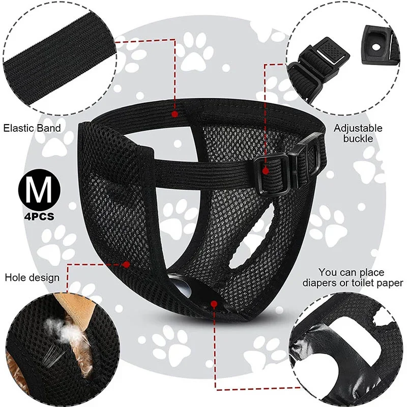 Female Dog Panties with 3 Cotton Pads Reusable Diapers Pet Breathable Mesh Flexible Adjusting Buckle Washable Sanitary Wraps dog diapers,pet diapers,dog nappies