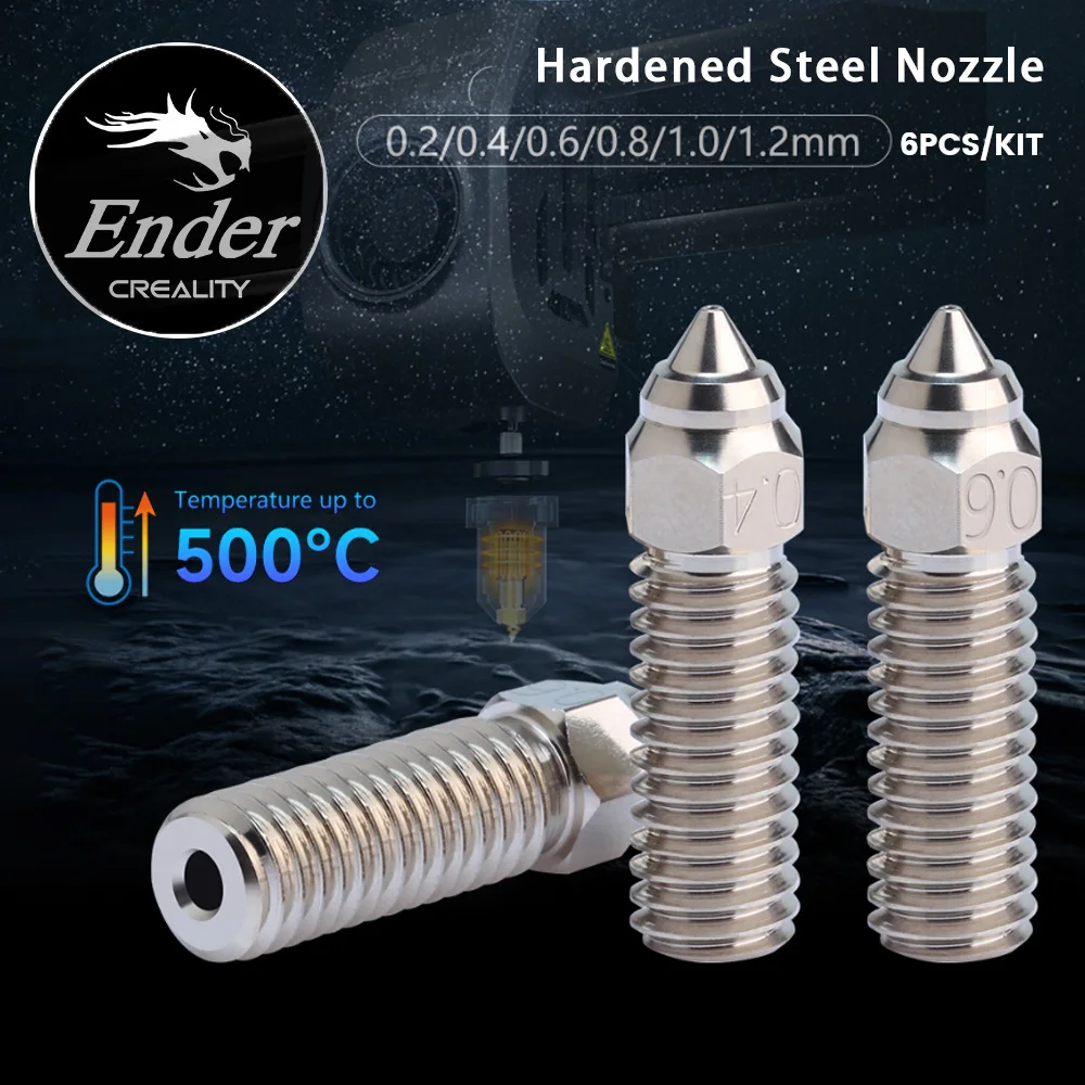 

CREALITY K1 Nozzle 6pcs 0.2/0.4/0.6/0.8/1.0/1.2mm Hardened Steel Plated Copper High Temperature Wear Resistant 3D Printer