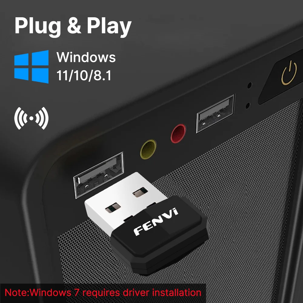 Fenvi USB 블루투스 5.4 어댑터 송신기 블루투스 동글 마우스 키보드 스피커 음악 PC 노트북 용 USB 무선 수신기