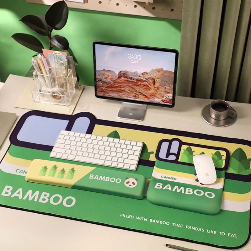 귀여운 녹색 팬더 마우스 패드 게임용 키보드 패드, 게이머 또는 친구용 핸드헬드 대형 손목 패드, 사무실 또는 가정용 선물