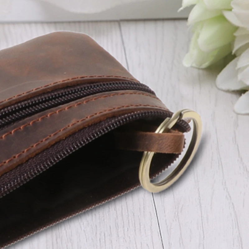 Cowhide Coin Purse Women Coin Purse Men Zipper Around Wallet Card Holder coin purse