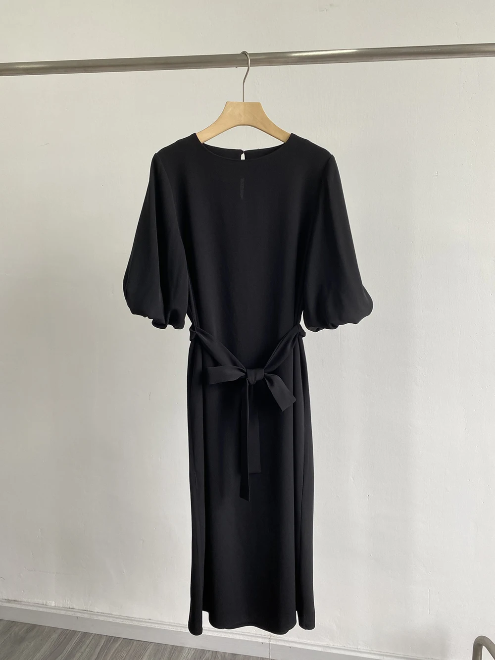 

Black high quality women dresses 2022 summer new belt dress vestidos