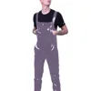 Wetlook Mens Jumpsuit Pockets Strap Suspender Pants Glossy PVC Leather Bib Pants Solid Color Streetwear Gothic Overalls Rompers 4