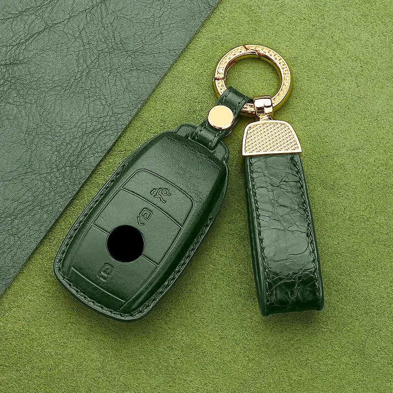Leather Car Key Case Cover Key Chain Key Bag Shell Protector for